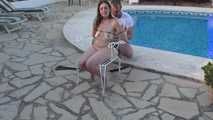 Submissiv British teen tied up next to the pool 