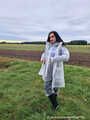 Miss Amira in Lepper nylon rain gear and transparent rain suit with Ilse Jacobsen coat