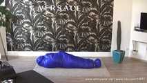 Mercy - being caught in the blue shiny nylon sleepingbag