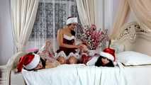 [From archive] Lucky, Nelly, Xenia - Santa’s little helpers hogtied and wrapped up on a bed (video)