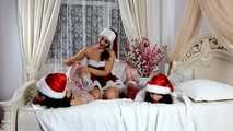 [From archive] Lucky, Nelly, Xenia - Santa’s little helpers hogtied and wrapped up on a bed (video)