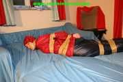 Get 46 Pictures with Yvette tied and gagged in shiny nylon rainwear from 2005-2008!