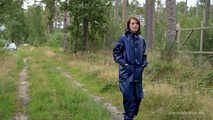 Miss Petra goes for a walk in Farmerrain jacket,  rain dungarees and rubber boots