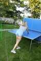 Get some pictures with Maly playing Table Tennis with her shiny nylon Shorts