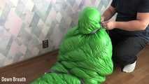 Green sleeping bag bondage and breathplay