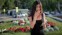 Anastasia is smoking 100s Marlboro Red