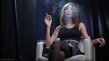 19 years old brunette is smoking 100mm cork cigarette 