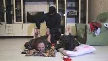 Elvina & Xenia - intruder visit and double hogtie (video)