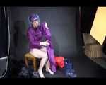 SEXY MARA trying on several shiny nylon rainwear and downwear for you (Video)