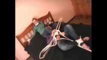 Catt and Alexa - Naughty girl tied up before joining helpless girlfriend on the bed (video)