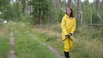 Miss Petra goes for a walk in friesennerz, yellow rain dungarees and rubber boots (looped version)