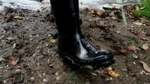 Hunter boots peeping by the wild wanker at the lake